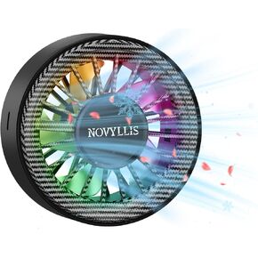 Novyllis-USB Car Air Freshener Fan with Multi-Color Lights and Three Powerful Speed Settings, 360-Degree Rotating Car Vent Clip-On Air Freshener Light Fan, Suitable for Cars, Trucks, SUVs, and RVs