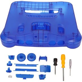 Septpenta Retro Video Game Console Case for N64 Retro Video Game Console, Translucent Blue Replacement Protective Shell, Equipped with Mounting Screwdriver Reset and Power Butt Logo Sticker