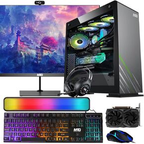 MTG Aurora Max Gaming Tower PC- Intel i7 4th Gen, RTX 3060 12GB, 16GB ARGB RAM, 256GB Nvme + 2TB HDD, RGB Keyboard Mouse, Sound Bar, Liquid Cooling, Webcam, Windows 11 Pro