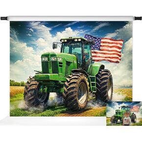 Kate American Flag Backdrops Independence Day Photography Backdrop Tractor Stars and Stripes Background, 7x5ft