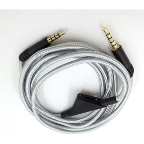 Headphone Cable Cord, 6.6ft Length Adjustable Volume Control Gaming Headset Cable with Tuning Gear for (Silver)
