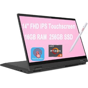 Lenovo 2020 Flex 5 Premium 2 in 1 Business Laptop I 14" FHD IPS Touchscreen I AMD Hexa-Core Ryzen 5 4500U (Beats i7-8550U) I 16GB DDR4 256GB SSD I Backlit Fingerprint Win 10 + iCarp Pen