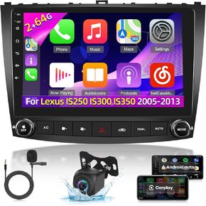 Car Radio for Lexus IS250 IS300 IS350 2005-2013 with Wireless Carplay & Android Auto - 8 Core Android 13 2+64G - 10 Inch Touchscreen Radio with WiFi & 32EQ DSP + AHD Rear View Camera