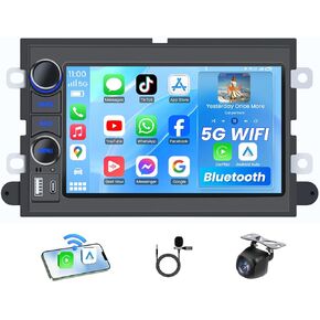 4Core 64G ROM Car Radio Stereo for F150 2004 2005-2008: Wireless Carplay Andriod Auto with 5G-WiFi HD Touchscreen GPS DSP Bluetooth Mirror Link 1080P Backup Camera FM SWC