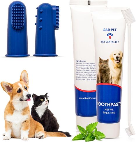 RadPet Advanced Dental Hygiene Kit for Cats & Dogs - Complete Oral Care with Toothbrush, Enzymatic Toothpaste, Dental Wipes, & Water Additive Vet Formulated Pet Toothpaste Kit in Saudi Arabia