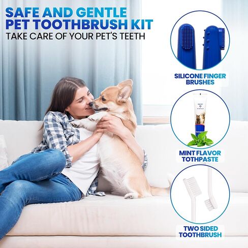 RadPet Advanced Dental Hygiene Kit for Cats & Dogs - Complete Oral Care with Toothbrush, Enzymatic Toothpaste, Dental Wipes, & Water Additive Vet Formulated Pet Toothpaste Kit in Saudi Arabia