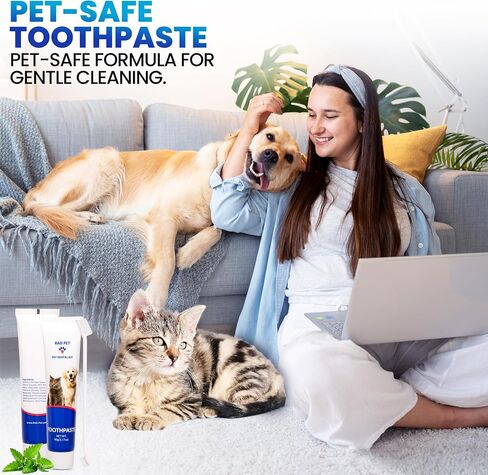 RadPet Advanced Dental Hygiene Kit for Cats & Dogs - Complete Oral Care with Toothbrush, Enzymatic Toothpaste, Dental Wipes, & Water Additive Vet Formulated Pet Toothpaste Kit in Saudi Arabia