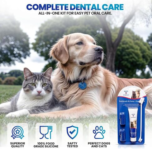 RadPet Advanced Dental Hygiene Kit for Cats & Dogs - Complete Oral Care with Toothbrush, Enzymatic Toothpaste, Dental Wipes, & Water Additive Vet Formulated Pet Toothpaste Kit in Saudi Arabia