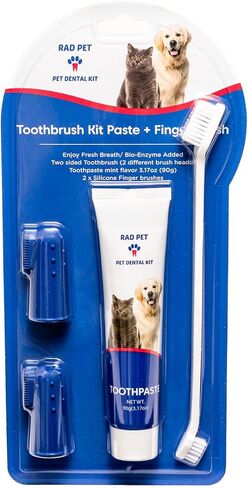 RadPet Advanced Dental Hygiene Kit for Cats & Dogs - Complete Oral Care with Toothbrush, Enzymatic Toothpaste, Dental Wipes, & Water Additive Vet Formulated Pet Toothpaste Kit in Saudi Arabia