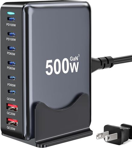440W USB C Charger Block, 8-Port Fast USB Charging Station Dual PD 100W GaN Ⅲ Pro Charging Station For Multiple Devices, Laptop Charger Adapter Compatible with MacBook, DELL, iPad, iPhone, Samsung etc in Saudi Arabia