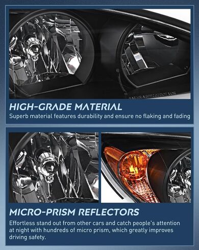 Nilight Headlight Assembly for 2002 2003 2004 Toyota Camry LE/XLE Headlamps Replacement Chrome Housing Amber Reflector Clear Lens Driver and Passenger Side, 2 Years Warranty in Saudi Arabia