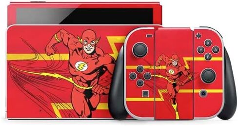 Skinit Decal Gaming Skin Compatible with Nintendo Switch OLED (2021) - Officially Licensed DC Comics Jagged Flash Design in Saudi Arabia