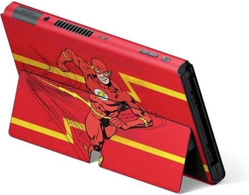 Skinit Decal Gaming Skin Compatible with Nintendo Switch OLED (2021) - Officially Licensed DC Comics Jagged Flash Design in Saudi Arabia