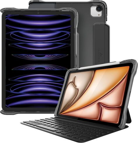 Brenthaven Edge Companion Companion Hard Shell Protection for iPad Air 11 Inch (M2) 2024 iPad Air 5th | الجيل الرابع 10.9 بوصة ، iPad Pro 11 بوصة (الرابع الثالث من الجنرال) مع حامل وقلم رصاص مدمج-رمادي in Kuwait