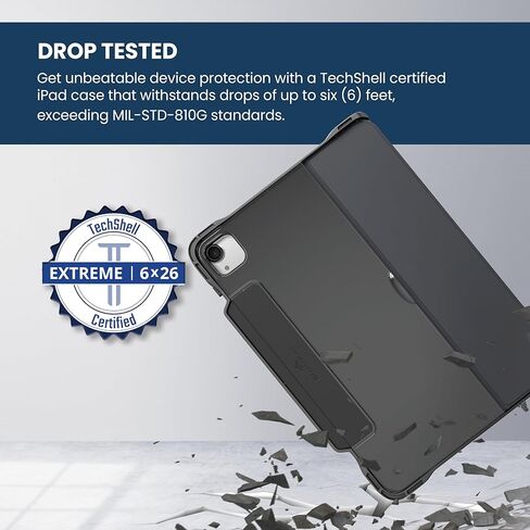 Brenthaven Edge Companion Companion Hard Shell Protection for iPad Air 11 Inch (M2) 2024 iPad Air 5th | الجيل الرابع 10.9 بوصة ، iPad Pro 11 بوصة (الرابع الثالث من الجنرال) مع حامل وقلم رصاص مدمج-رمادي in Kuwait