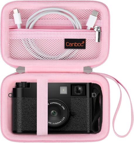 Canboc Carrying Case for FUJIFILM X Half Premium Compact Camera, FUJIFILM X-HF1 Digital Camera Bag, Mesh Pocket fits USB Cable, Pink (Case Only) in Saudi Arabia