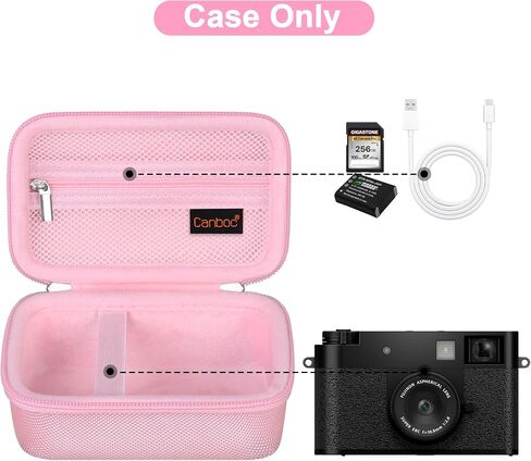 Canboc Carrying Case for FUJIFILM X Half Premium Compact Camera, FUJIFILM X-HF1 Digital Camera Bag, Mesh Pocket fits USB Cable, Pink (Case Only) in Saudi Arabia