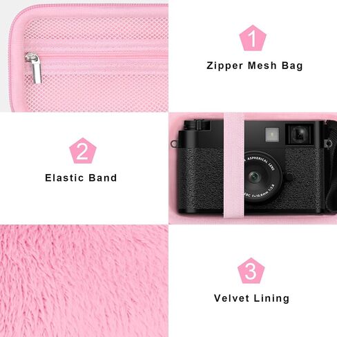 Canboc Carrying Case for FUJIFILM X Half Premium Compact Camera, FUJIFILM X-HF1 Digital Camera Bag, Mesh Pocket fits USB Cable, Pink (Case Only) in Saudi Arabia