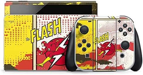Skinit Decal Gaming Skin Compatible with Nintendo Switch OLED (2021) - Officially Licensed DC Comics Jagged Flash Design in Saudi Arabia