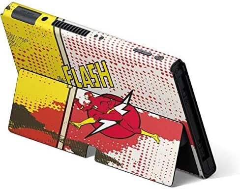 Skinit Decal Gaming Skin Compatible with Nintendo Switch OLED (2021) - Officially Licensed DC Comics Jagged Flash Design in Saudi Arabia