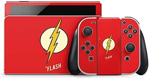 Skinit Decal Gaming Skin Compatible with Nintendo Switch OLED (2021) - Officially Licensed DC Comics Jagged Flash Design in Saudi Arabia