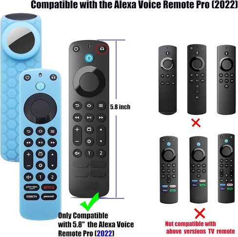 TV Remote Pro Cover for Airtag Remotes Controller Finder Case Glow in The Dark, for Firetv Alexa Voice Remote Pro 2022 and Tile Sticker,for Smart TVs Streaming Media Players Skin(Glow Blue) in Kuwait