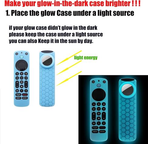 TV Remote Pro Cover for Airtag Remotes Controller Finder Case Glow in The Dark, for Firetv Alexa Voice Remote Pro 2022 and Tile Sticker,for Smart TVs Streaming Media Players Skin(Glow Blue) in Kuwait