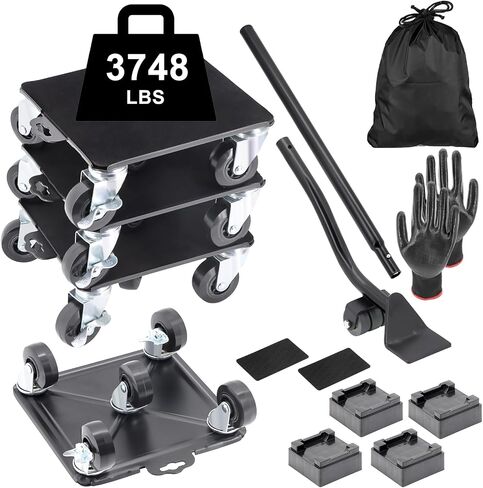 5 Wheel Heavy Furniture Movers 360°Rotation Wheels 2 Brakes, 5.4x5.4 Inch Carbon Steel Mix Up to 1320LB/600KG Sofas Refrigerators Beds in Saudi Arabia