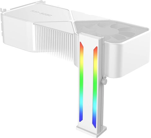 DS White RGB Graphics Card GPU Support Bracket, Single Slot Cards, Support Video Card Holder Bracket with 5V 3PIN ARGB LED, Anodized Aerospace Aluminum (H Series) in Kuwait