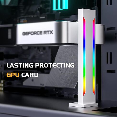 DS White RGB Graphics Card GPU Support Bracket, Single Slot Cards, Support Video Card Holder Bracket with 5V 3PIN ARGB LED, Anodized Aerospace Aluminum (H Series) in Kuwait