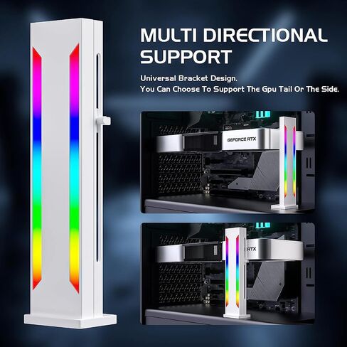 DS White RGB Graphics Card GPU Support Bracket, Single Slot Cards, Support Video Card Holder Bracket with 5V 3PIN ARGB LED, Anodized Aerospace Aluminum (H Series) in Kuwait