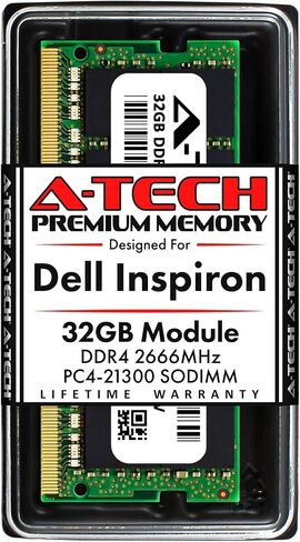 A-Tech 32GB (2x16GB) RAM for Dell Inspiron 5477, 5490, 5491, 7777, 7790 All-in-One | DDR4 2666MHz SODIMM PC4-21300 260-Pin Non-ECC Unbuffered Memory Upgrade Kit in Saudi Arabia