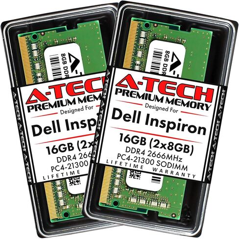 A-Tech 32GB (2x16GB) RAM for Dell Inspiron 5477, 5490, 5491, 7777, 7790 All-in-One | DDR4 2666MHz SODIMM PC4-21300 260-Pin Non-ECC Unbuffered Memory Upgrade Kit in Saudi Arabia