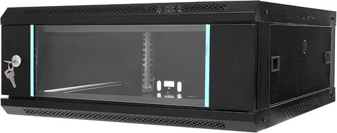 4U Server Rack Enclosure, Wall Mount Rack Enclosure with Glass Door Secure Lock Removable Side Panel, Max. Load Capacity: 110.23lbs (23.62 * 17.72 * 9.45in) in Saudi Arabia