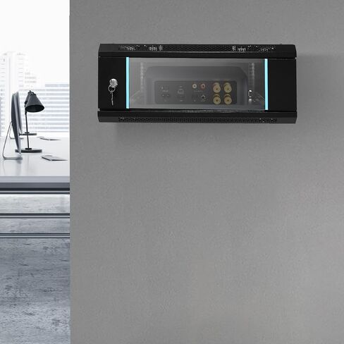 4U Server Rack Enclosure, Wall Mount Rack Enclosure with Glass Door Secure Lock Removable Side Panel, Max. Load Capacity: 110.23lbs (23.62 * 17.72 * 9.45in) in Saudi Arabia