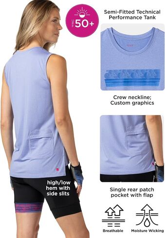 Terry Tech Bike Tank - Womens Sleeveless Cycling Top Crew Neck Relaxed Fit UPF 50+ Active Multi Sport Performance Top in Saudi Arabia