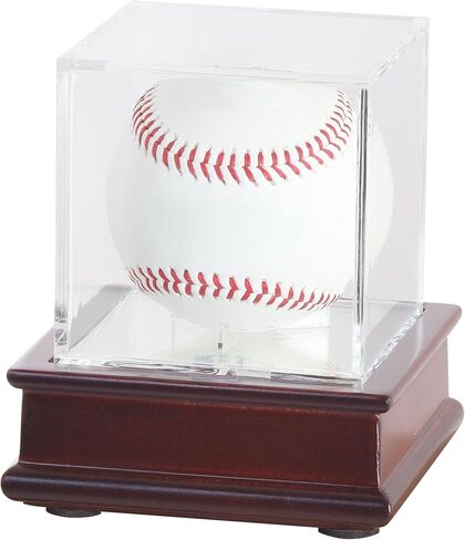 DisplayGifts Baseball Display Case Wooden Stand Lacrosse Ball Holder- Pro Graded UV Protection Cube for a Home Run or Autographed Ball, Black Stand in Saudi Arabia