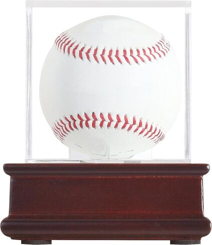 DisplayGifts Baseball Display Case Wooden Stand Lacrosse Ball Holder- Pro Graded UV Protection Cube for a Home Run or Autographed Ball, Black Stand in Saudi Arabia