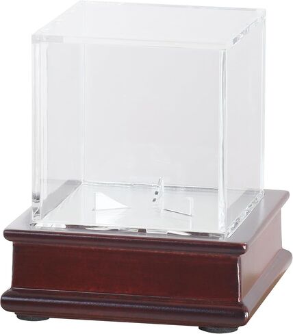 DisplayGifts Baseball Display Case Wooden Stand Lacrosse Ball Holder- Pro Graded UV Protection Cube for a Home Run or Autographed Ball, Black Stand in Saudi Arabia