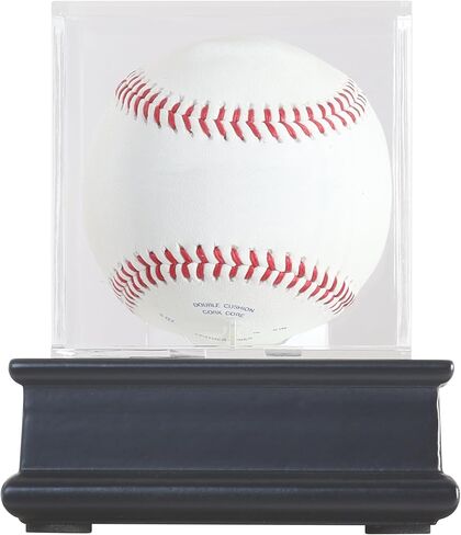 DisplayGifts Baseball Display Case Wooden Stand Lacrosse Ball Holder- Pro Graded UV Protection Cube for a Home Run or Autographed Ball, Black Stand in Saudi Arabia