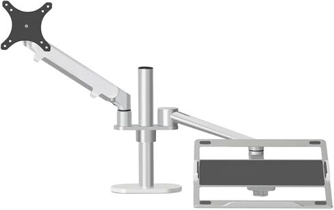 OL-3S ALUMINUM ارتفاع المكتب قابل للتعديل مزدوج الذراع 17-32 "الحامل شاشة + 12-17" كمبيوتر محمول الذراع حامل الحركة الكاملة (الفضي) in Kuwait