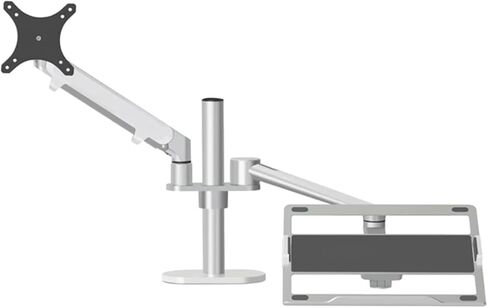 OL-3S ALUMINUM ارتفاع المكتب قابل للتعديل مزدوج الذراع 17-32 "الحامل شاشة + 12-17" كمبيوتر محمول الذراع حامل الحركة الكاملة (الفضي) in Kuwait