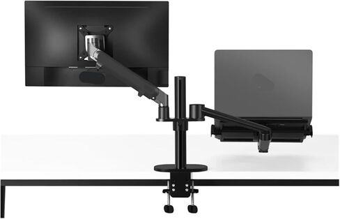 OL-3S ALUMINUM ارتفاع المكتب قابل للتعديل مزدوج الذراع 17-32 "الحامل شاشة + 12-17" كمبيوتر محمول الذراع حامل الحركة الكاملة (الفضي) in Kuwait