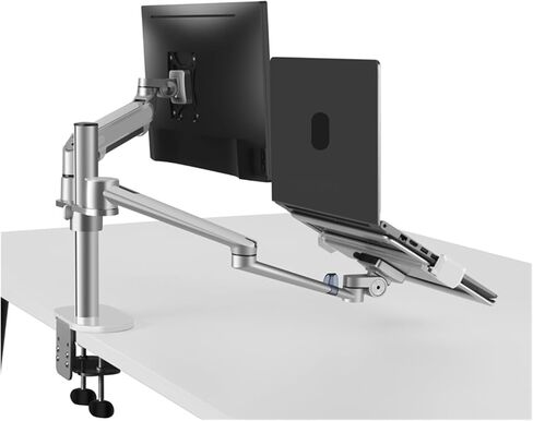 OL-3S ALUMINUM ارتفاع المكتب قابل للتعديل مزدوج الذراع 17-32 "الحامل شاشة + 12-17" كمبيوتر محمول الذراع حامل الحركة الكاملة (الفضي) in Kuwait