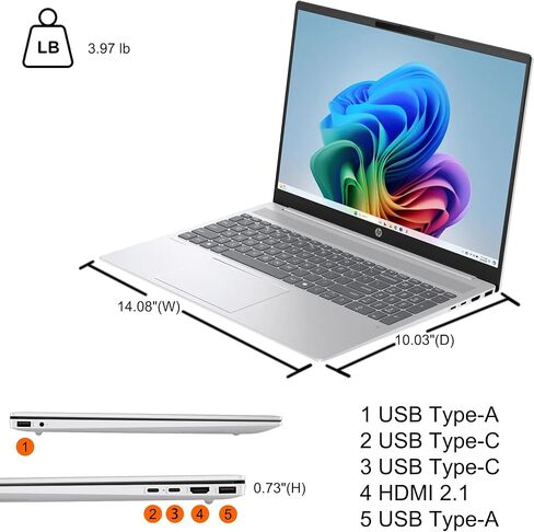HP OmniBook 5 Copilot AI Business Laptop, 16" 2K Touchscreen, AMD Ryzen AI 7 350 Up to 5GHz (50 NPU Tops), 16GB LPDDR5x RAM, 1TB PCIe SSD, Backlit KB, Windows 11 Pro, W/BWE Accessories in Kuwait