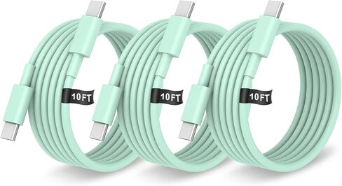 كبل USB C إلى USB C ، سلك شاحن سريع من النوع C Charger ، 3 حزمة كابل لـ iPhone 16 15 Pro/Plus/Pro Max/MacBook Air/Galaxy S25/S24/Laptops （أبيض） in Kuwait