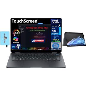 HP OmniBook Ultra Flip AI Powered 2-in-1 Laptop 14.0" Touchscreen OLED 2.8K Display (Intel Ultra 7-256V, 16GB LPDDR5X, 4TB PCIe SSD, Backlit KB, Fingerprint, Win 11 Home) w/DKZ USB Port Expander