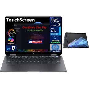 HP OmniBook Ultra Flip AI Powered 2-in-1 Laptop 14.0" Touchscreen OLED 2.8K Display (Intel Ultra 7-256V, 16GB LPDDR5X, 4TB PCIe SSD, Backlit KB, Fingerprint, 2 Thunderbolt 4, WiFi 7, Win 11 Home)