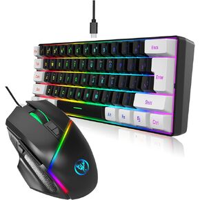 لوحة مفاتيح ألعاب سلكية وسرد الماوس ، 12800 نقطة في البوصة الماوس سلكية ، لوحة مفاتيح RGB الخلفية مع 61 مفتاح لوحة مفاتيح ألعاب الكمبيوتر للكمبيوتر/الكمبيوتر المحمول ، مجموعة التحرير والسرد القيمة