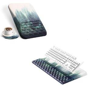 Ospelelf Ergonomic Mousepad and Keyboard Wrist Rest Pad Green Forest Set